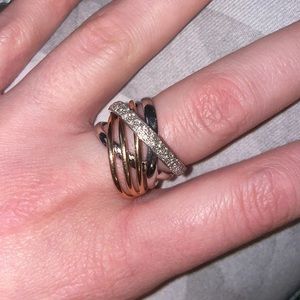 Simon G. 18K Bi-Color Gold Diamond Fashion Wave Ring